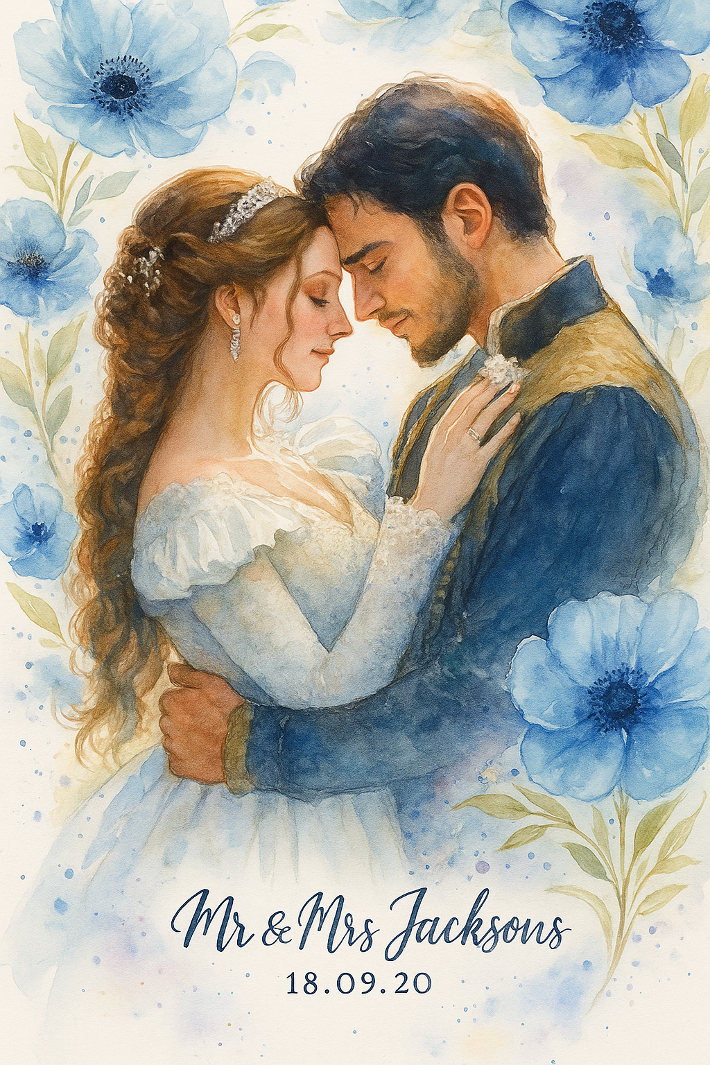 Blue Watercolor Floral Art