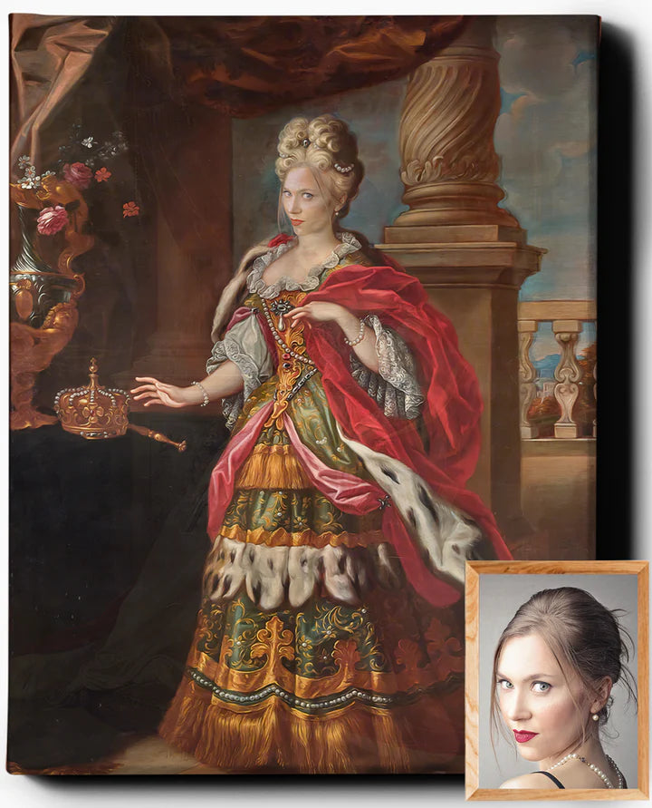 Custom Royal Portraits | Queen In Red | Custom Gift For Her-11