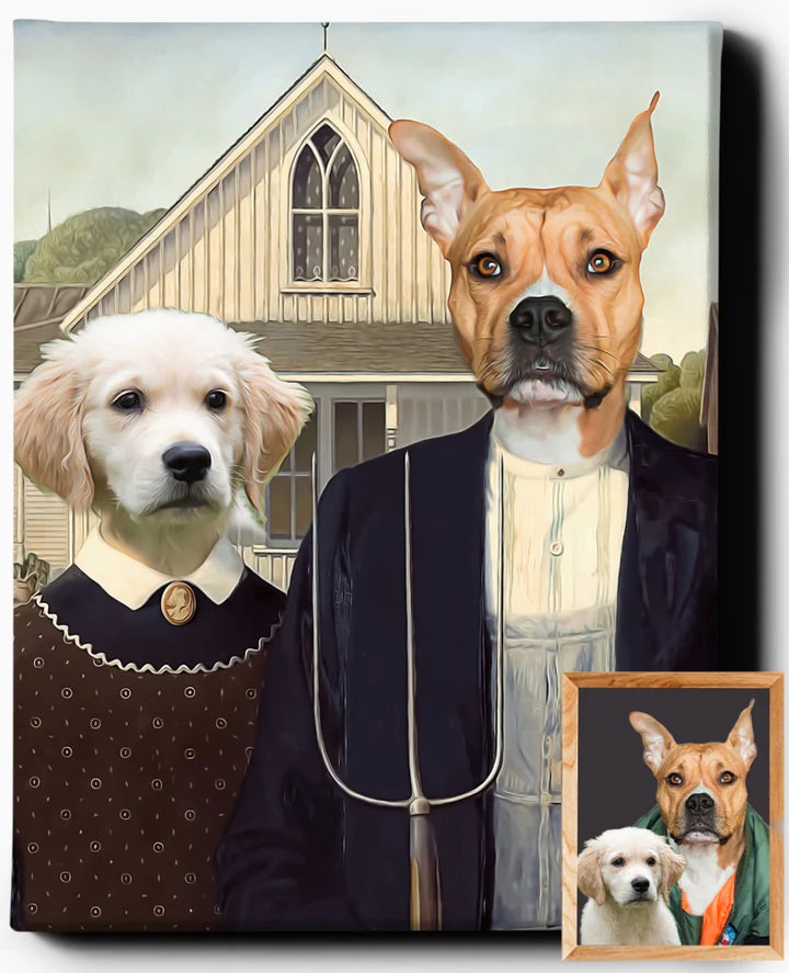 Custom Pet Portrait | American Gothic | Regal Pawtraits