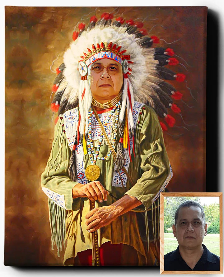 Native American Chief | Custom Royal Portrait | Custom Gift For Him